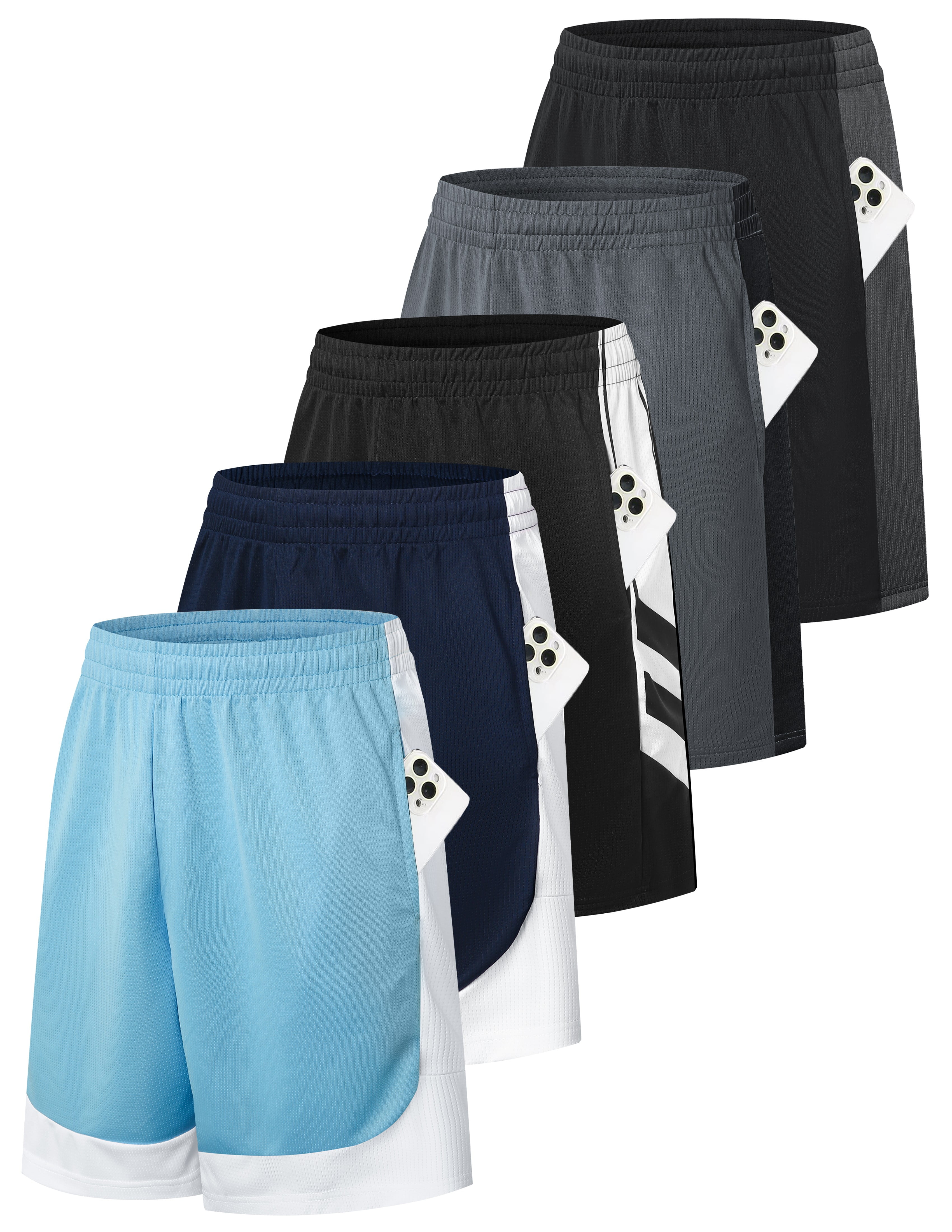 TELALEO 5 Pack Mens Mesh Athletic Basket…