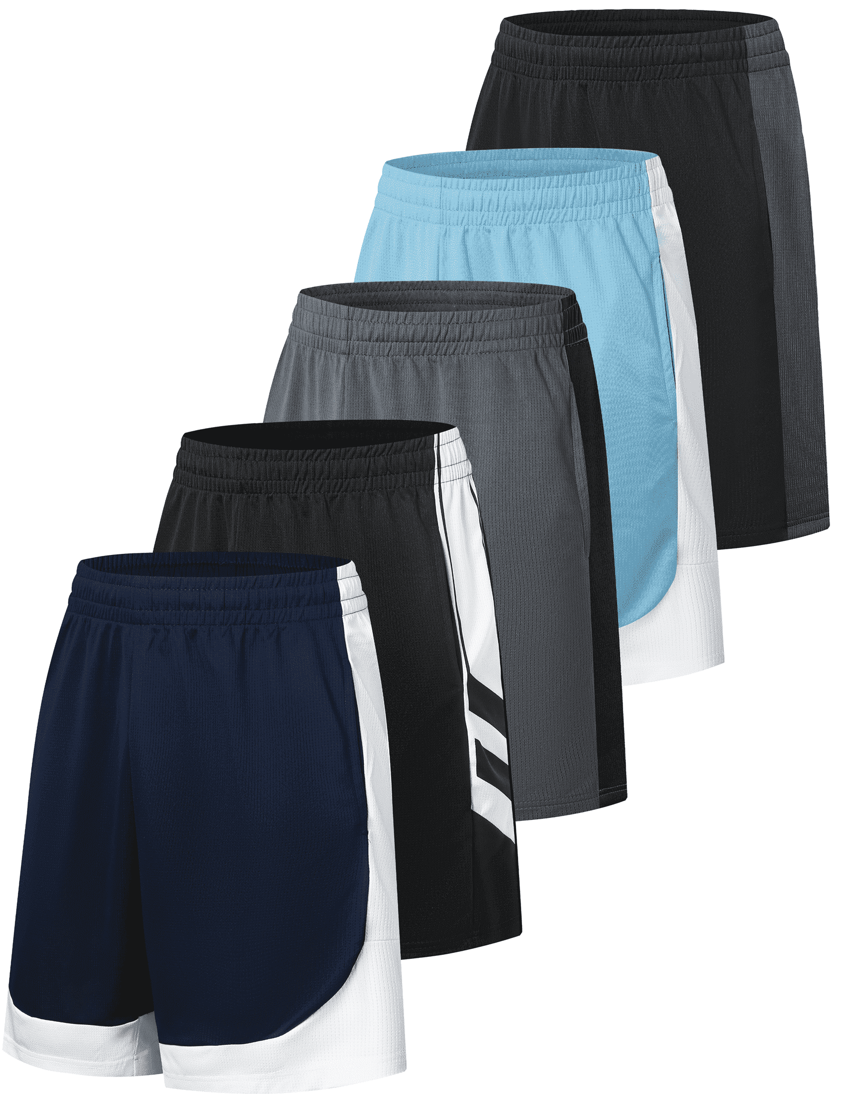 5 Pack Mens Mesh Athletic Basketball Shorts Gym Shorts with Pockets, Quick Dry Running Shorts for Men S