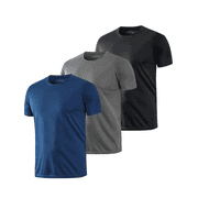 TELALEO Mens 3 Pack Running Shirts, Dry Fit Wicking Athletic T Shirts, Breathable Lightweight Short Sleeve Workout Tops for Gym Fitness ,Size S