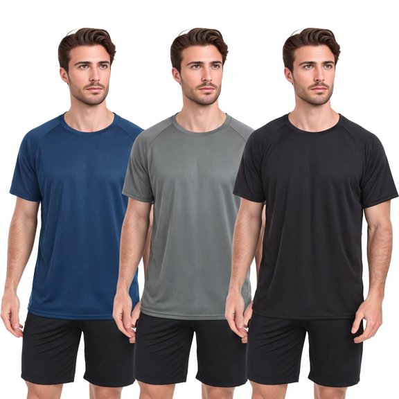 TELALEO Men's 3 Pack Running Shirts, Dry Fit Wicking Athletic T Shirts, Breathable Lightweight Short Sleeve Workout Tops for Gym Fitness ,Size Xl