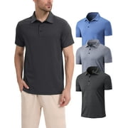 TELALEO Men's Short Sleeve Polo Golf Shirt, Casual Collared T-Shirt, 3 Pack, Size L