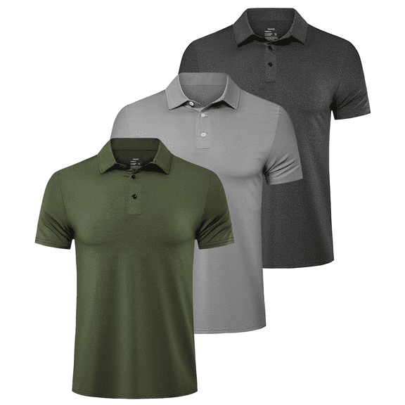 TELALEO Men's Polo Shirts Performance Short Sleeve Golf Shirt Casual Collared T-Shirt,3 Pack,Size XL