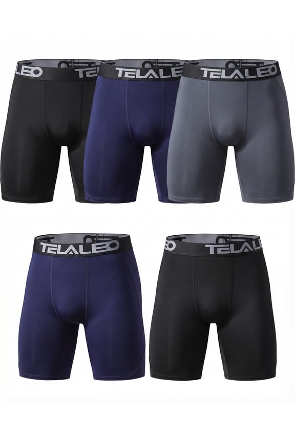 Mens 5 Pack Athletic Shorts Workout Performance Underwear,2Black/2Blue/Grey,M