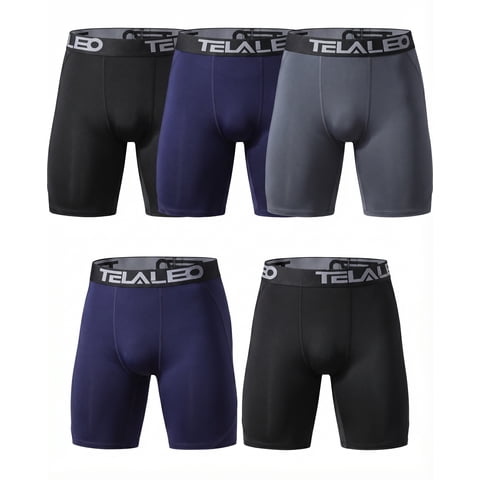 Mens 5 Pack Athletic Shorts Workout Performance Underwear,2Black/2Blue/Grey,S