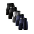 TELALEO Mens Compression Shorts Athletic Workout Performance Underwear,5 Pack,2Black/2Blue/Grey