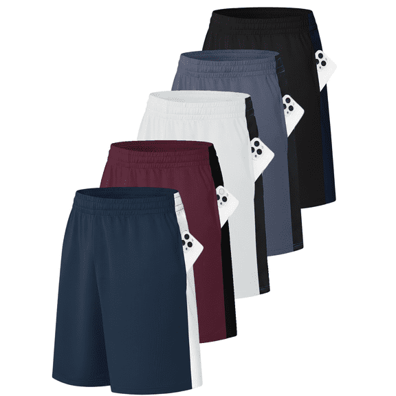 TELALEO 5 Pack Mens Mesh Athletic Basketball Shorts Gym Shorts with Pockets, Quick Dry Running Shorts for Men