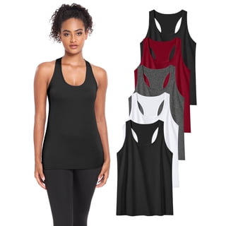 TELALEO Womens Workout Yoga Tank Top Running Athletic Sleeveless Shirts 5 Pack,Black/White/Grey/Red/Black,Size M