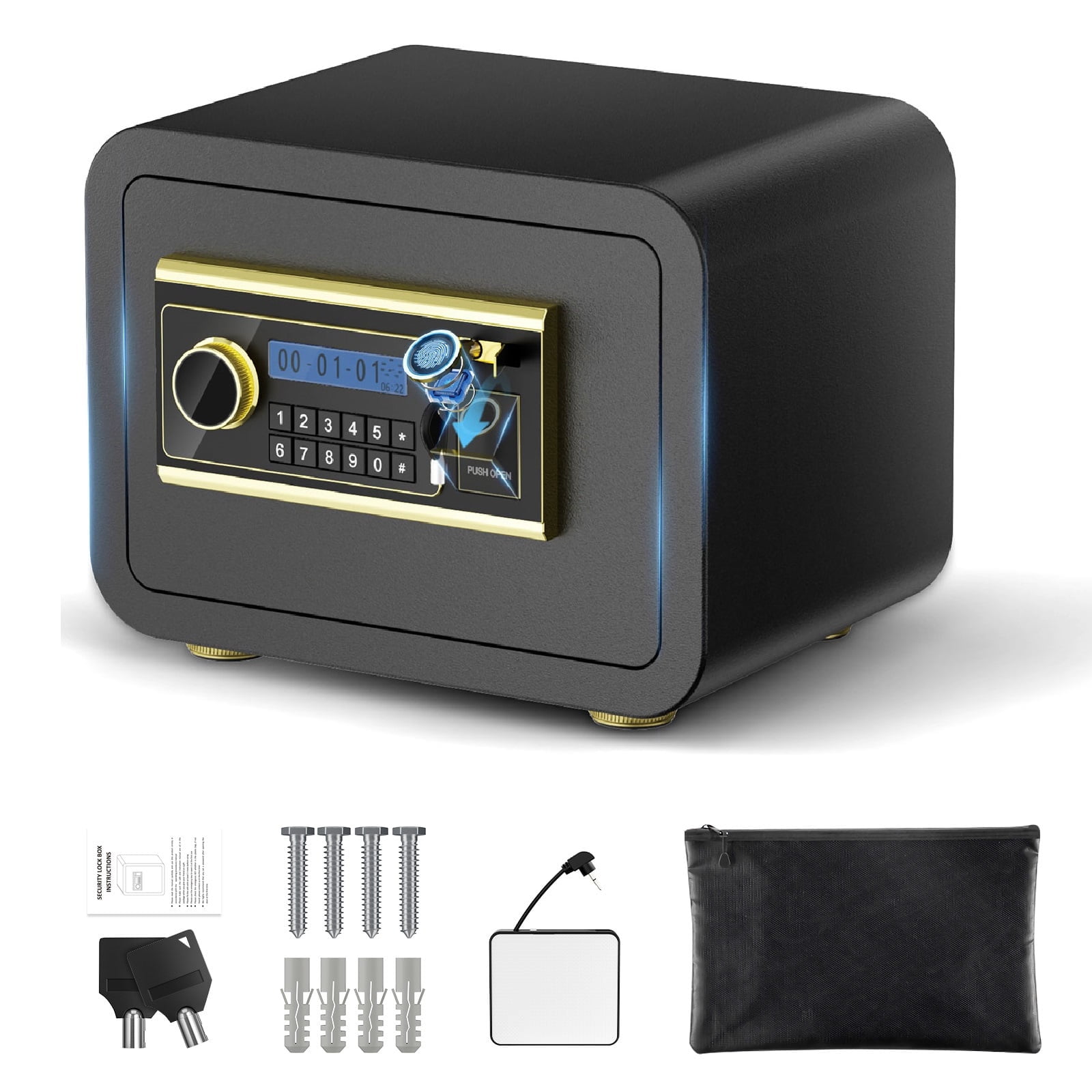 TELAM 1.3 CU. ft Safe Box with Biometric Fingerprint Fireproof