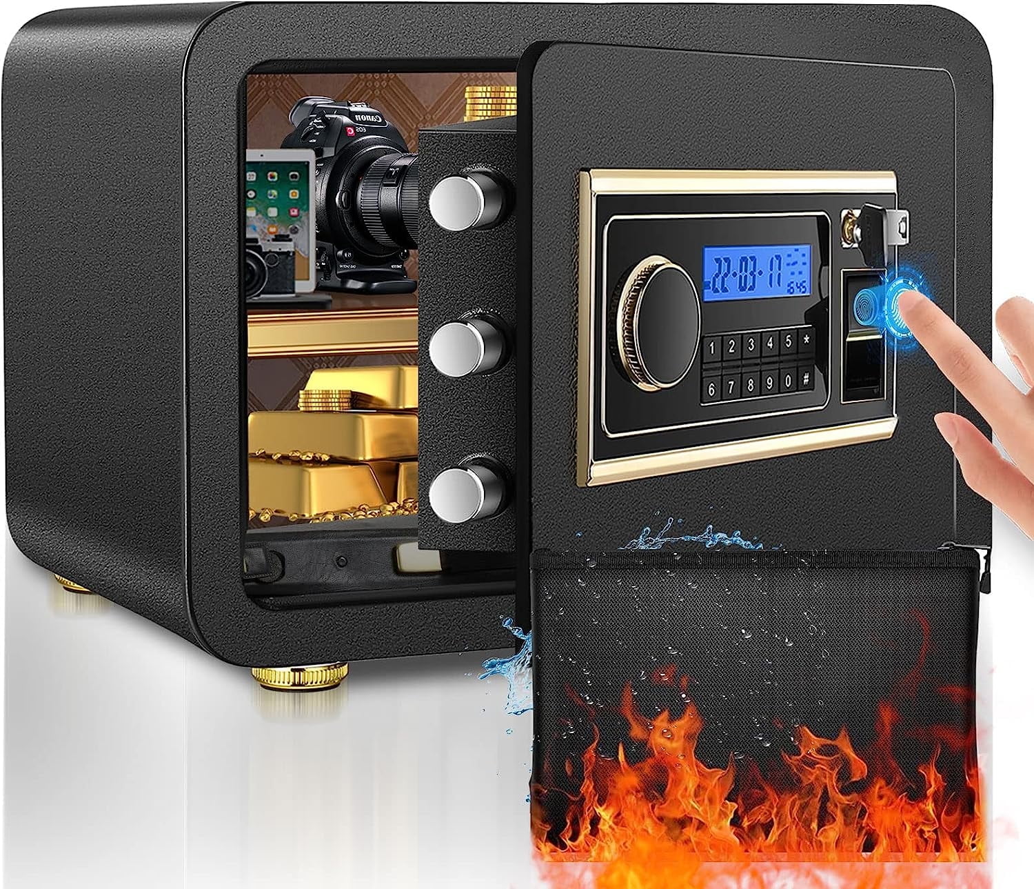 TELAM 1.5 CU. ft Safe Box with Biometric Fingerprint Fireproof