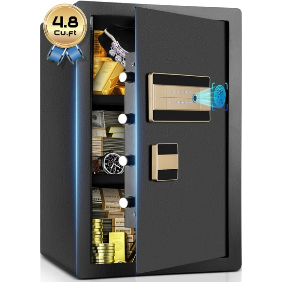 TELAM 4.8 Cu. Ft Electronic Biometric Safe Box with Fingerprint Lock, Home Safe Cabinet Security Box Digital Keypad Safe with Fireproof Bag