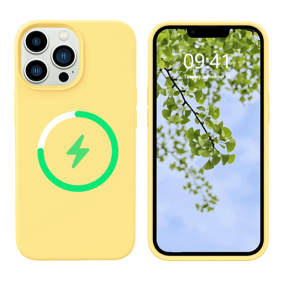 TELASO Compatible with iPhone 13 Pro Case 6.1 Inch Liquid Silicone Soft Gel Rubber Slim Thin Microfiber Lining Cushion Texture Cover Shockproof Protective Phone Case for iPhone 13 Pro, Yellow