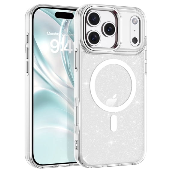 TELASO for iPhone 17 Pro Max Case with Glitter Compatible with Mag-Safe 6.9" Shockproof Cute Women Girl Protective Cover Case for iPhone 17 Pro Max Clear