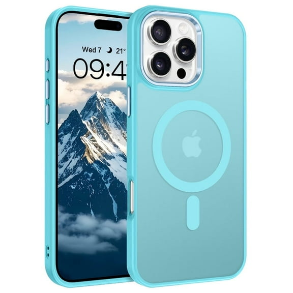 TELASO Upgraded Magnetic for iPhone 16 Pro Case Compatible with Mag-Safe， Mil-Grade Protection, Pocket-Friendly, Slim Translucent Phone Case Cover for iPhone 16 Pro 6.7", Lake Blue