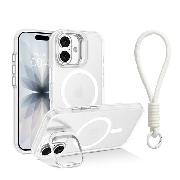 TELASO for iPhone 17 Case with Glitter Compatible with Mag-Safe 6.3" Protection Case for iPhone 17 White