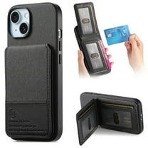 TELASO for iPhone 16 Plus Wallet Case, Built-in Card Holder, RFID Blocking, PU Leather Kickstand, Magnetic Closure, Durable Shockproof Phone Cover for Women and Men, 6.7", Black