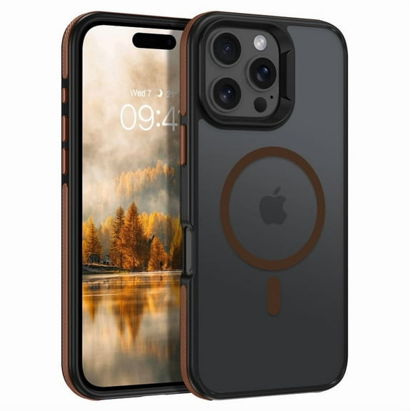 TELASO for iPhone 16 Pro Case Compatible with Mag-Safe 6.3" Magnetic Drop Protection Matte Slim Fit Anti-Slip Anti-Yellow Case for iPhone 16 Pro Brown