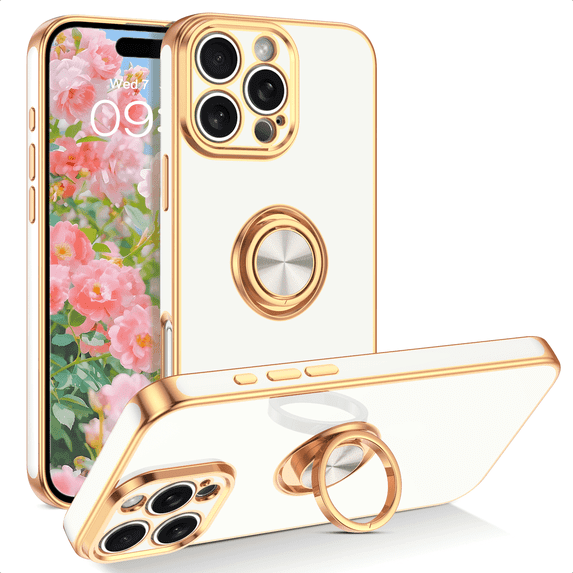 TELASO iPhone 16 Pro 6.3" MagSafe Compatible Striped Soft Shell Slim Cell Phone Case with 1 iPhone Case for iPhone 16 Pro 6.3", White