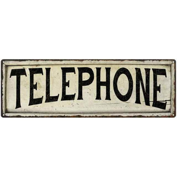 TELEPHONE Farmhouse Style Wood Look Sign Gift 8x24 Metal Decor 108240028282