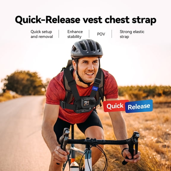 TELESIN Action Camera Chest Mount Harness Quick Release Strap for GoPro Hero 12 DJI OSMO Insta360 5.9 inches / 15 cm