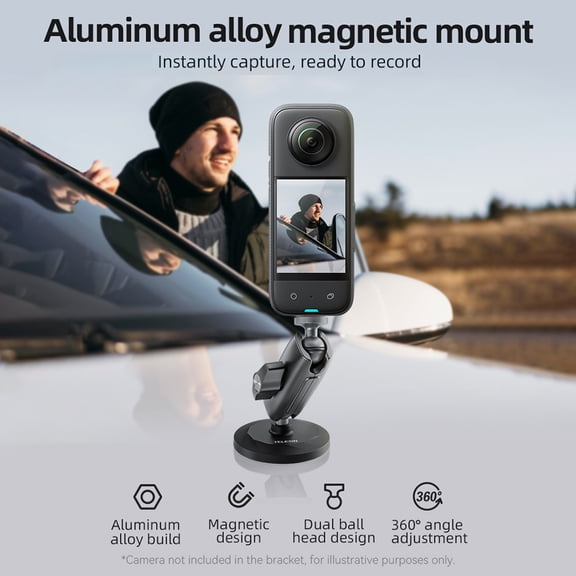 TELESIN CMM-001 Magnetic Camera Mount Aluminum Alloy Dual 360 Degree Rotatable Ball Head (2.53 inches / 6.4 cm)