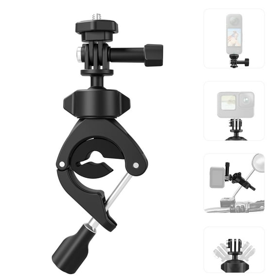 TELESIN Camera Mount Clamp TE-HBM-004 Handlebar Adapter Rotatable 1/4in Screw Rubber Pad for GoPro 12/11/10/9/8/7 DJI Cameras