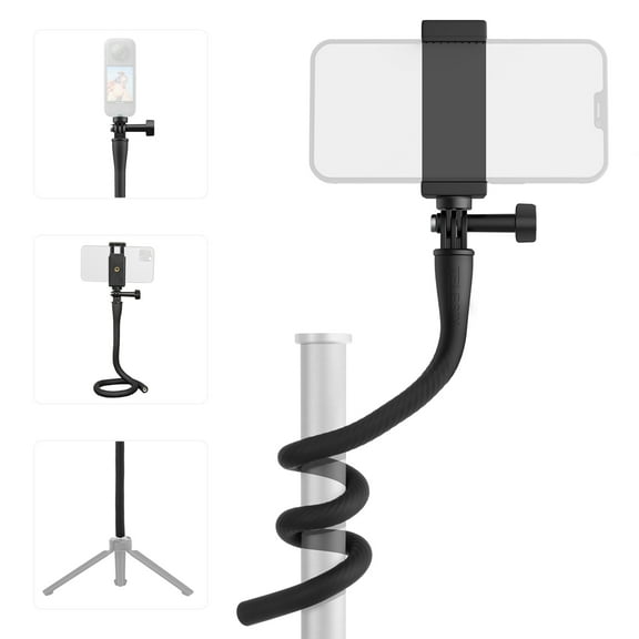 TELESIN Flexible Phone Stand Camera Stand with 1/4in Threaded Hole, Twistable Gooseneck Arm, and 0.66lbs Load Capacity for Photography Stents