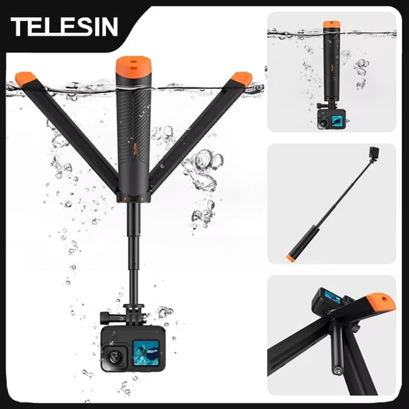 TELESIN Floating Extendable Selfie Stick & Tripod, Underwater Diving Buoyancy Bar for GoPro, Insta360, DJI Osmo Action Cameras