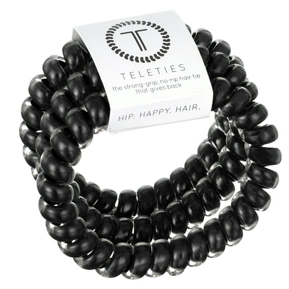 TELETIES Large Hair Ties, Jet Black