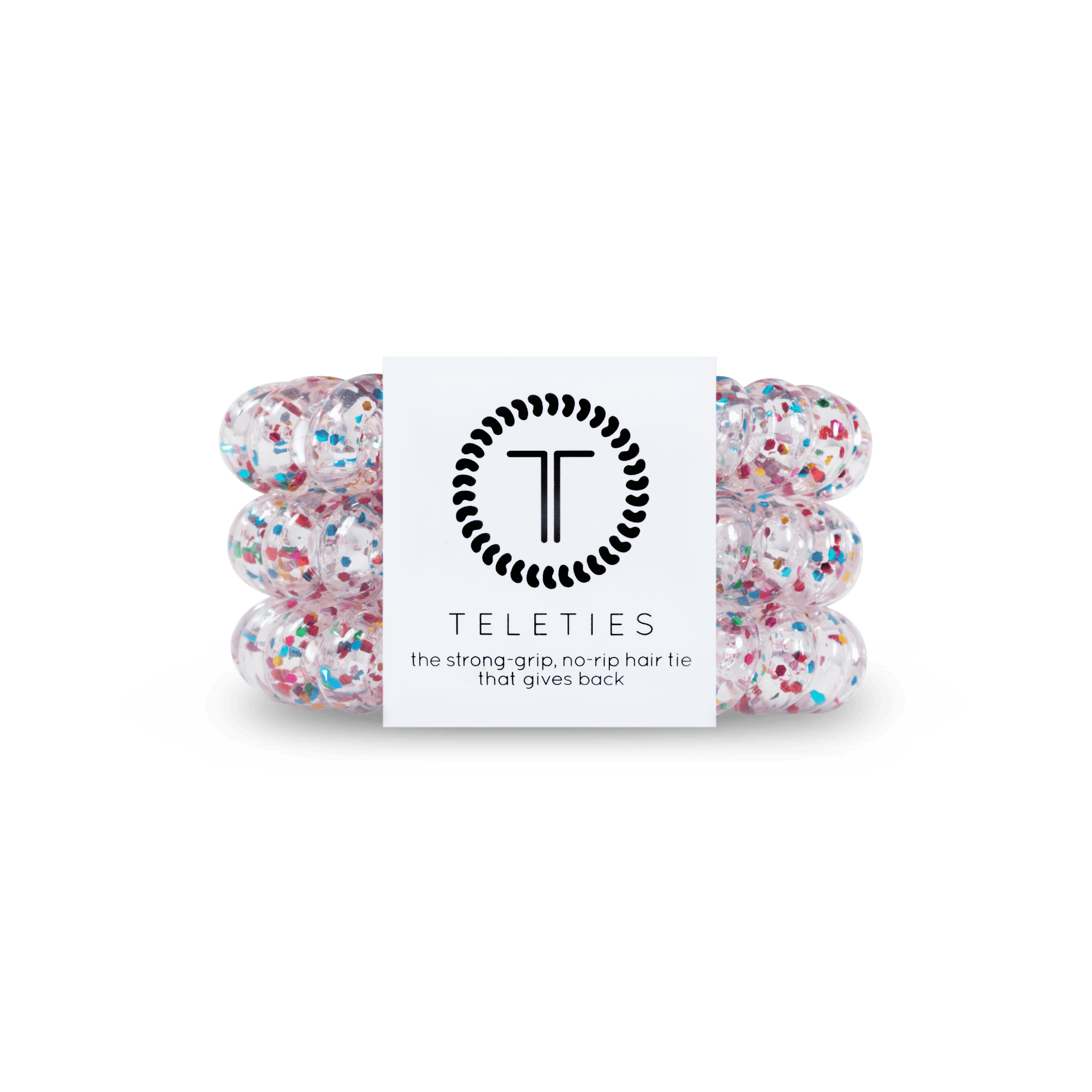 TELETIES - Spiral Hair Coils, Ponytail Holder Ties, 3 pack (Large, Party People)