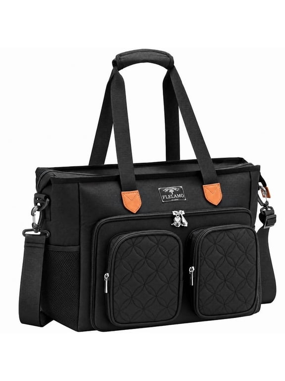 Large Capacity Womens Bible Bags Work Bag, 15.7", Multi-Functional Teacher Office Tote Bags with Shoulder Strap, Black