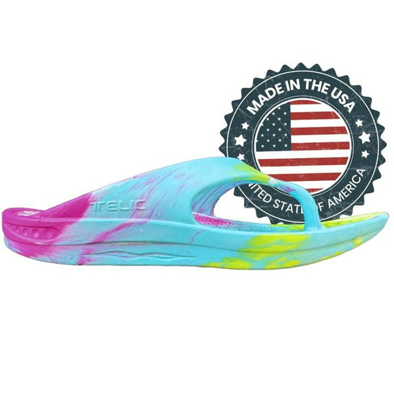 TELIC Adult Unisex Energy Flip Flops, Kaleidoscope, S (US-102-85-S)