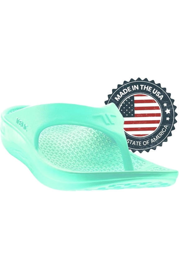 TELIC Flip Flop Made In the USA Sandal Lightweight Waterproof Seafoam Pearl - W(9)
