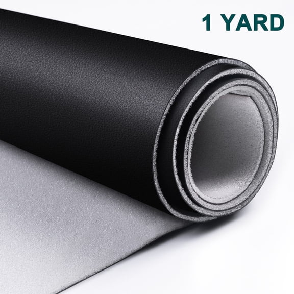 TELIMOCY 64" W Auto Headliner Fabric Faux Leather with Foam Backing, Waterproof Nappa Leather Material for Car Upholstery Seats Door Panel Floor Mats Furniture Sofa DIY Crafts Black, 1 Yard