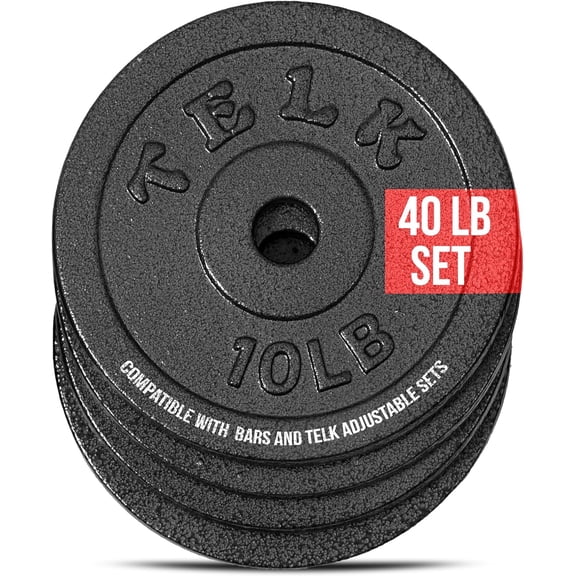 TELK – Adjustable Dumbbell Set – Home Gym Weight Set with Baked Enamel Cast Iron Plates – Space-Saving Free Weights for Strength Training