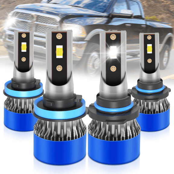 TELLIGIBLE For Dodge RAM 3500 2013-2018 LED Headlight Bulbs, High Beam 9005/HB3, Low Beam H11/H9/H8, White 6500K 4Pcs
