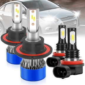Telligible For Ford Focus 2008-2011 LED Headlight Bulbs, High Beam 9008 H13, Fog Light H11, Pack of 4, 6500K Cool White, Easy Installation