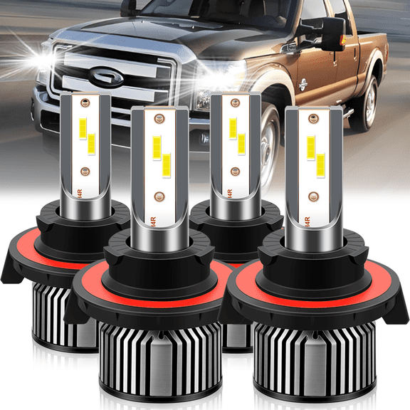 TELLIGIBLE For Ford F250/F350/F450/F550 Super Duty 2005-2022 LED Headlight Bulbs, High Beam 9008/H13, Low Beam 9008/H13, 12000LM 6500K Cool White, 1:1 Halogen Size, Pack of 4, Plug and Play