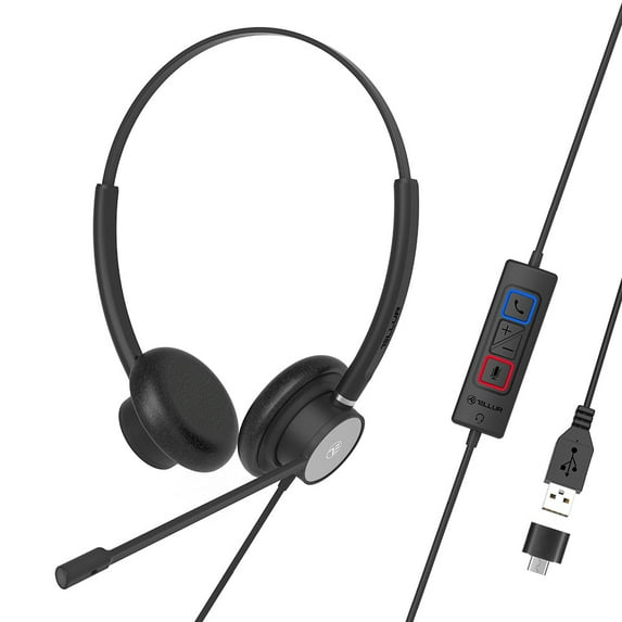 TELLUR Headphones Voice 320, Binaural, Enc, USB, Type C, in Line Remote Keys for Answer, Black