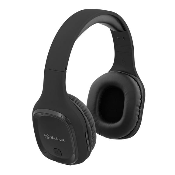 TELLUR Pulse Wireless Bluetooth Over-Ear Headphones, Lightweight Design and Soft Earpads, Black