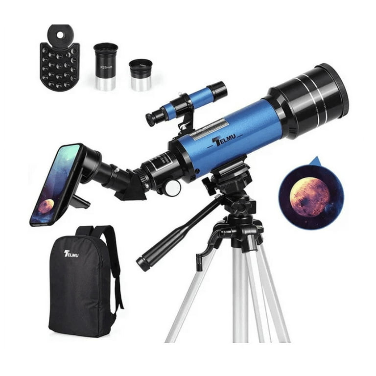 TELMU Professional High Powered Telescope, 70mm Aperture 400mm AZ