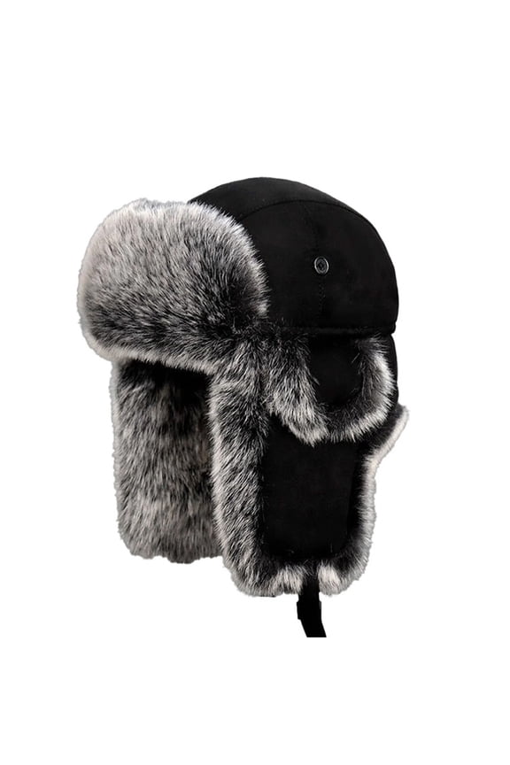 1 Hat Black Trapper Warm Trooper Hat Winter Skiing Cap Women Men Windproof Trapper Hat for Men