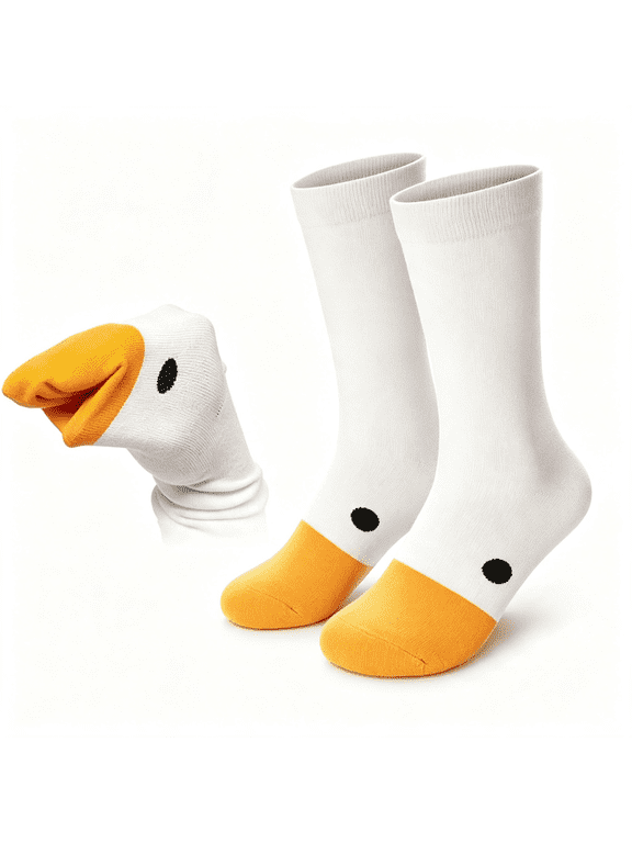 1 Pair Funny Goose Head Socks Unisex Adults Cotton Blend Animal Print Casual Sport Socks Us 5-12 Goose