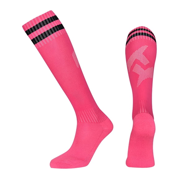 TELOLY 1 Pair Kids Football Socks for 7-13 Years Old Breathable Sports Training Soccer Socks Girls and Boys Hot Pink One Size