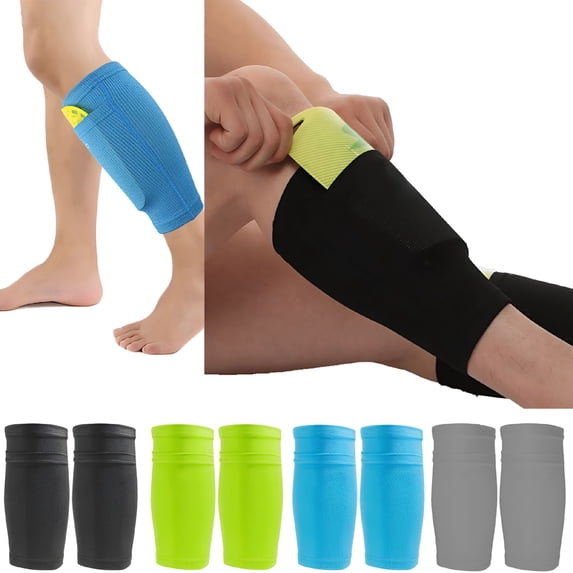 TELOLY 1 Pair Shin Guard Sleeves for Soccer, Football Shin Guard Socks Sleeves, Double Layer Mesh Breathable for Football Games Beginner Running - Kids Teenagers Boys Girls Men Women
