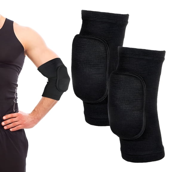 TELOLY 1 Pair Tandem Volleyball Elbow Pads, Arm Brace Ventilate Sport Elbow Protector Strap, Black Elbow Pads Arm Pads With Padded Soft Support Cushion for Men And Women