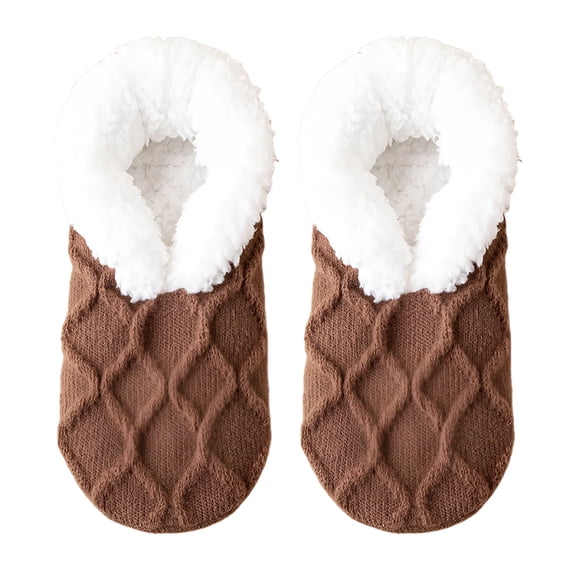 TELOLY 1 Pair Winter Floor Socks Thickened Fuzzy Plush Cold Resistance Anti-Slip Sole Leg Warmer Fall Winter Floor Socks Holiday Gift Postpartum Sleep Socks