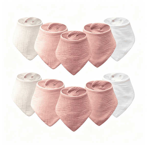 TELOLY 10-Pack Baby Bandana Bibs, Soft 100% Cotton Absorbent Drool & Teething Bibs for Newborn Infant Boys Girls Gentle Soft Absorbent Bibs Newborn Girl