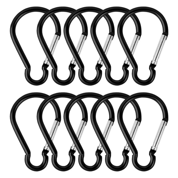 TELOLY 10 Pack Carabiners Clip Metal Gourd-Shaped, 4-Inch Extra Large Carabiner Aluminum Spring Snap Clips Black Durable Portable Cute Carabiner