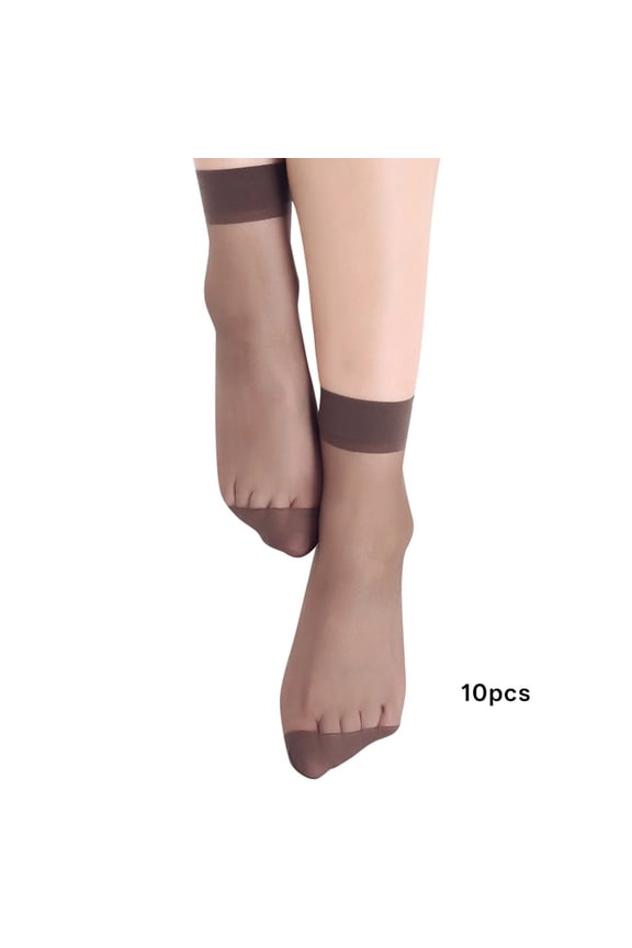 10 Pairs Ankle-Nylon Socks for Women - Sheer Pantyhose Socks