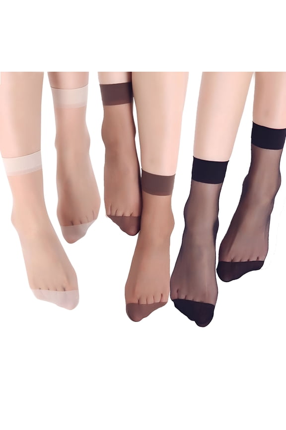 10 Pairs Ankle-Nylon Socks for Women - Sheer Pantyhose Socks